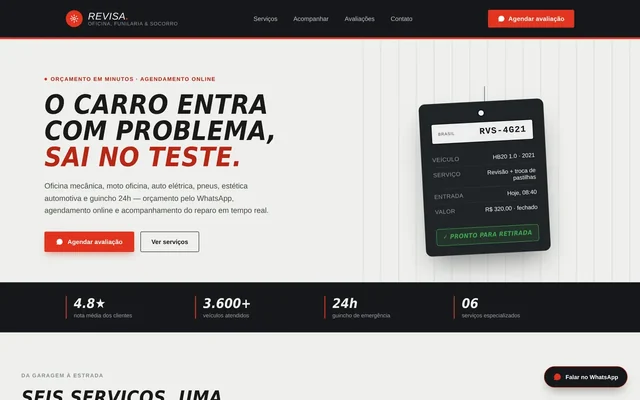 Modelo de landing page Oficina Premium